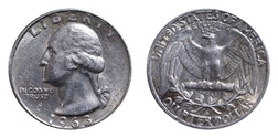 US, 1963 D. Silver Quarter, VF