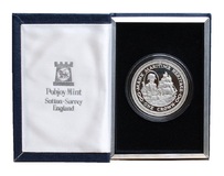 Isle of Man, 1982 One Crown, Silver Proof FDC. International Maritime Year "H.M.S. Victory. Crown"  Cased FDC