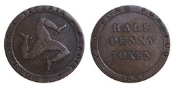 Isle of Man, 1831 Copper Half Penny Token, VF