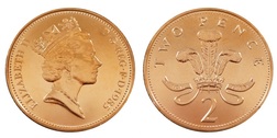 Decimal 1985 Two Pence Coin, ex Set Choice BU