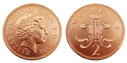 Decimal 2001 Two Pence Coin, ex Set Choice BU