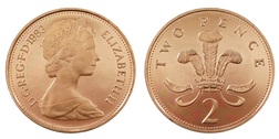 Decimal 1983 Two Pence Coin, ex Set Choice BU