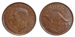 Australian, 1944 Bronze Penny, GVF