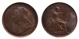 1900 Farthing, Mint toned EF 8889
