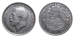 1915 George V Silver Half crown, GF 28008