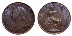 1900 Farthing Mint Toned, GVF 7443