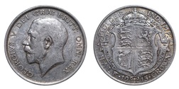 1915 George V Silver Half crown, GF+ 49118