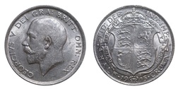 1915 George V Silver Half crown, Mint lustre GVF obv digs 75697