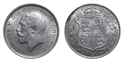 1915 George V Silver Half crown, mint lustre GVF rev dark patch 75693