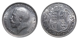 1915 George V Silver Half crown, Mint Lustre VF/GVF 75691
