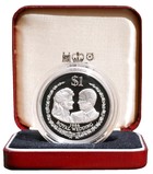 New Zealand, Cook Islands, Dollar 1986 Silver Piedfort Proof Rev: 'Royal Wedding' Cased with Certificate FDC