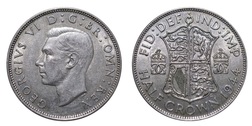 1944 George VI Silver Half crown, Mint luster, VF+ 11596
