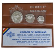 Swaziland, 1974 Silver (3) Coin Proof Set FDC. Issued to Commemorate 75th Anniversary the Birth of King Sobhuza II
