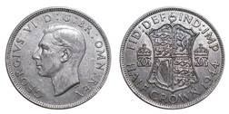 1944 George VI Silver Half crown, Mint luster, GVF 20945