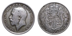 1920 George V Silver Half crown, Fine 28007