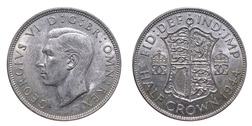 1944 George VI Silver Half crown, Mint luster, GVF 12489