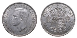 1944 George VI Silver Half crown, Mint luster, VF+ 75772