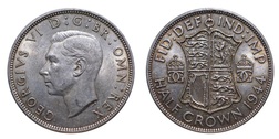 1944 George VI Silver Half crown, GVF 11591