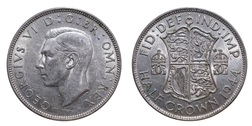 1944 George VI Silver Half crown, Mint luster, GVF 25551