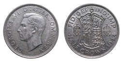 1944 George VI Silver Half crown, Mint luster, VF+ 11594
