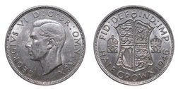 1946 Half crown, Mint lustre obv scratches, 11589