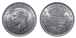 1945 George VI Silver Half crown, Mint Lustre aUNC 62275
