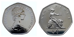 1971 Proof 50 pence, FDC