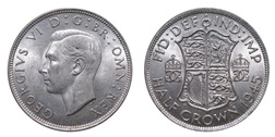 1945 George VI Silver Half crown, Mint Lustre EF 15582
