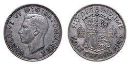 1944 George VI Silver Half crown, aVF 27970