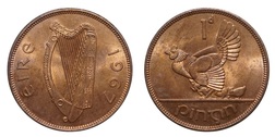 Ireland, 1967 penny, UNC Good Lustre 165