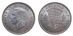 1945 George VI Silver Half crown, Mint lustre GVF 62274