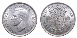 1945 George VI Silver Half crown, Mint Lustre EF 25532