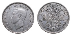 1943 George VI Silver Half crown, GF/VF 75839