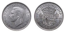 1945 George VI Silver Half crown, Mint lustre GVF ek 20951