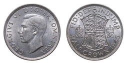 1945 George VI Silver Half crown, Mint Lustre EF 18938