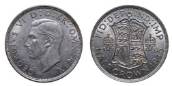 1945 George VI Silver Half crown, Mint lustre GVF/EF 25537