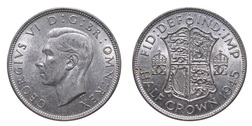 1945 George VI Silver Half crown, Mint lustre aEF 25538