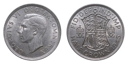 1945 George VI Silver Half crown, Mint Lustre EF 14201