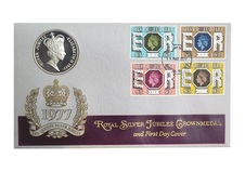 1977 Royal Silver Jubilee Crownmedal and First Day Cover