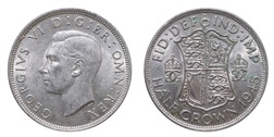 14200 George VI Silver 1945 Half crown, GVF Mint lustre