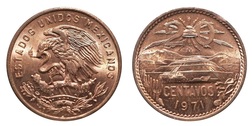 Mexico 1971 Bronze 20 Centavos, UNC