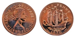 1970 Halfpenny, Proof aFDC
