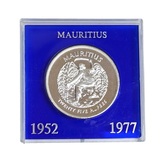 Mauritius, 25 Rupees 1977 Silver UNC in Pre-Owned plastic case