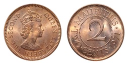 Mauritius, 1971 2 Cents, UNC Lustre
