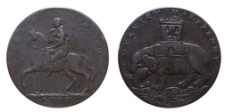 Halfpenny token - Coventry 1793 elephant & Lady Godiva