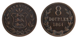 Guernsey 8 Doubles 1864, aVF