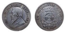 1895 South Africa Silver 2 1/2 Shillings, F/GF