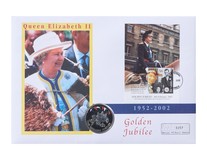 Falkland Islands, Golden Jubilee Queen Elizabeth II 1952 - 2002  50 Pence Large First Day Coin Cover