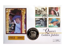 Falkland Islands, Golden Jubilee Queen Elizabeth II 1952 - 2002 50 Pence First Day Coin Cover 76313