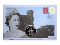 2002 The Queen's Golden Jubilee 50p Coin Cover Falkland Islands First Day Cover 76315